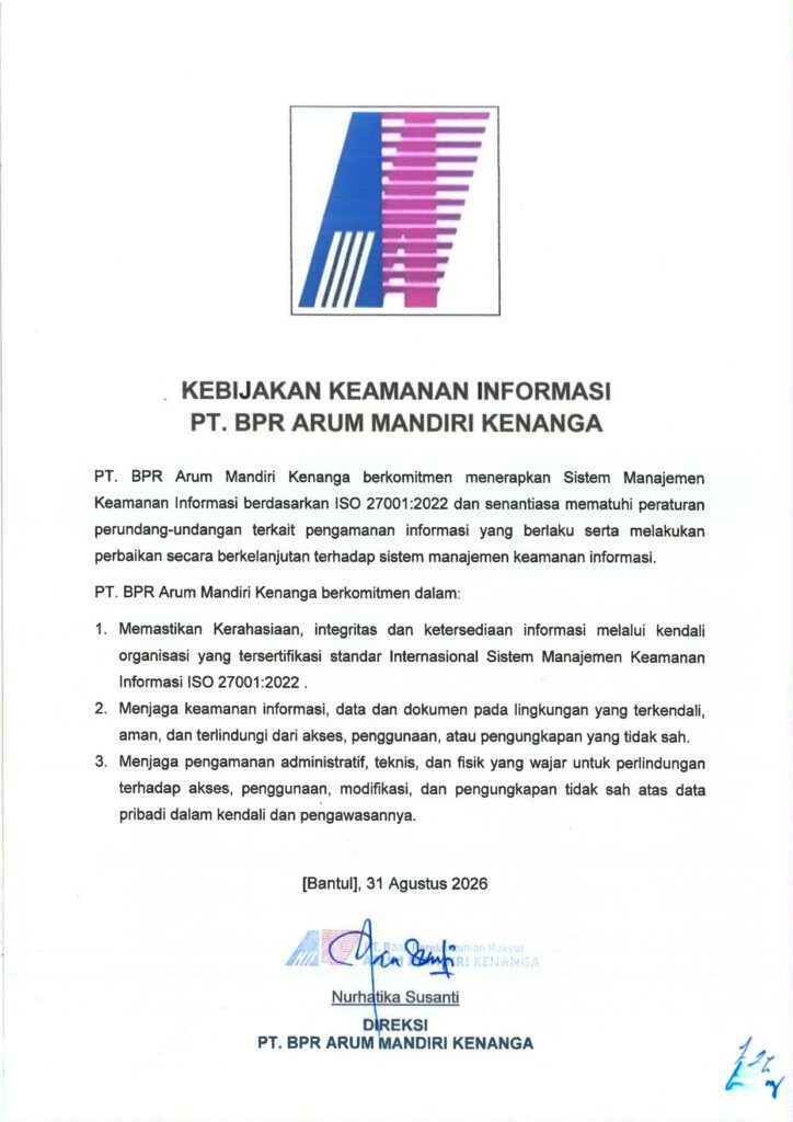 Surat Kebijakan Keamanan BPR